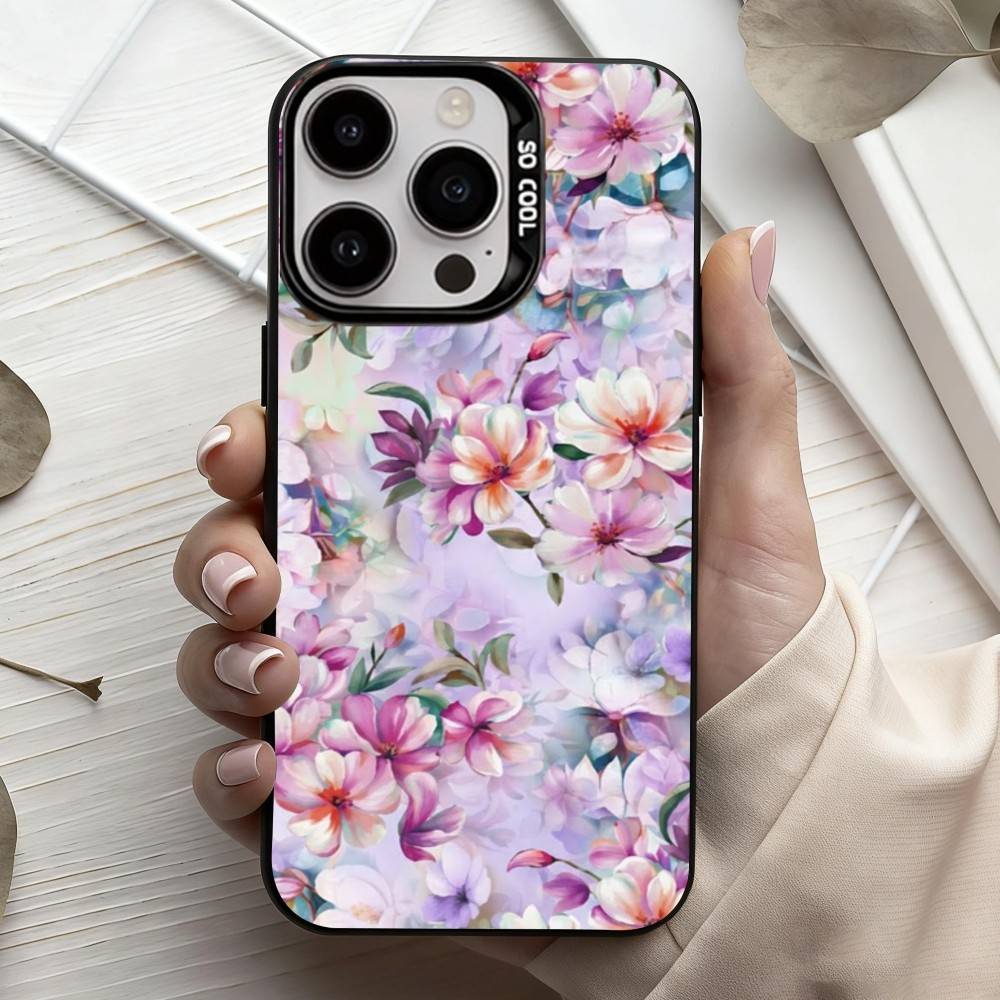 F-Flowers A-art Phone Case For iPhone17,16,15,14,13,12,11 Plus,Pro Max Candy Silver Plated Inside Cover
