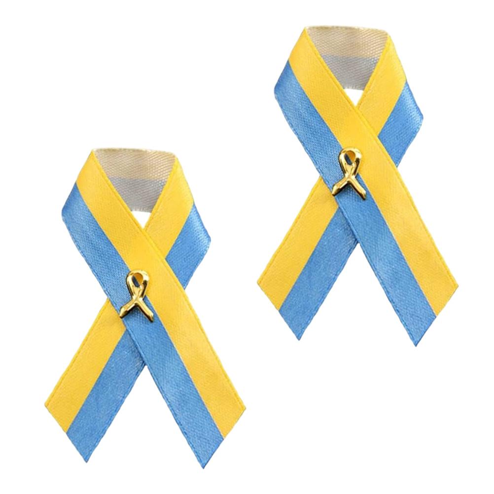 Ukrainische Flagge Friedensknoten Brosche Blau Gelb Band Anstecknadeln für Kleidung Rucksack Hut Tasche