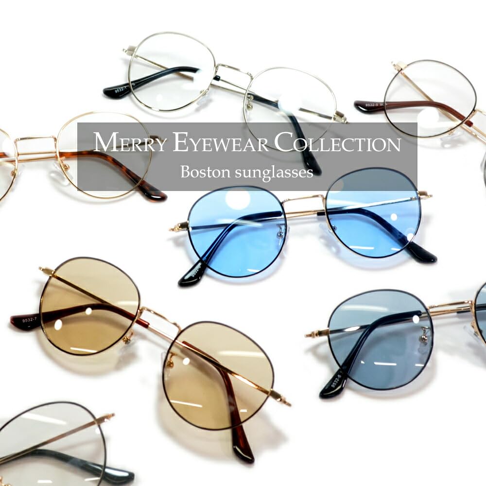 MERRY PLEASURE Sunglasses for Men and Round Boston Thin Narrow Light Colored Lenses Women, Glasses, Style, Frame, Rim, Tinted,