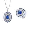 Jewelry Retro Ring Simulation Blue Glass Stone Two-Color Stone Diamond Pendant Ring Stud Earrings Cover 8 * 10