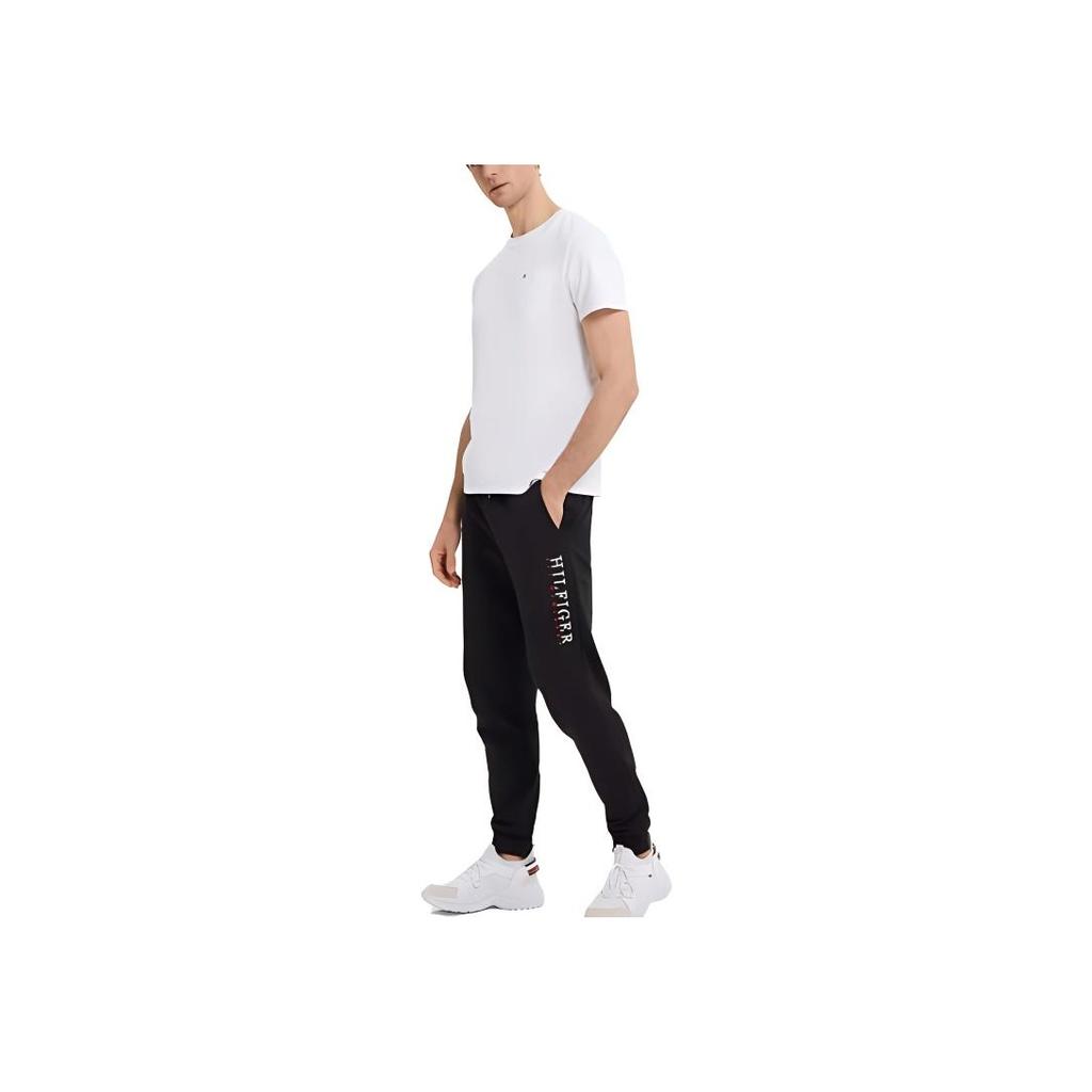 Tommy Hilfiger Minimalist Color Block Letter Embroidered Cotton Casual Pants Men bottoms Black MW0MW22357