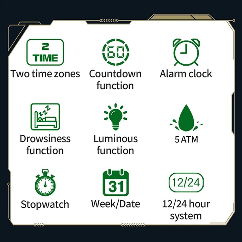SANDA Electron Watch Nylon Strap Digital Display Multi Function Alarm Clock Countdown Watch Waterproof Military Sport Man Watch