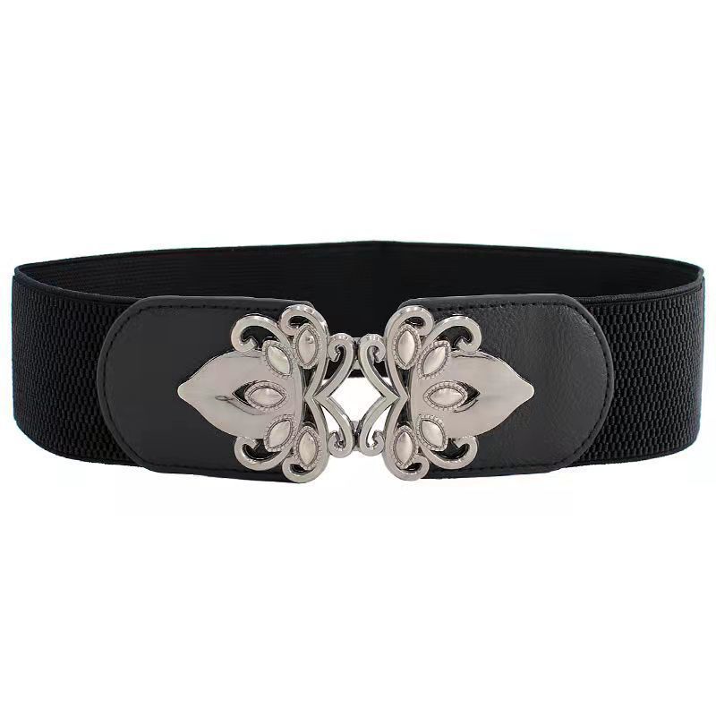 Unique Black Wide Waist Cincher For Women With Trendy Styles And Elegant Rhinestone Embellishments