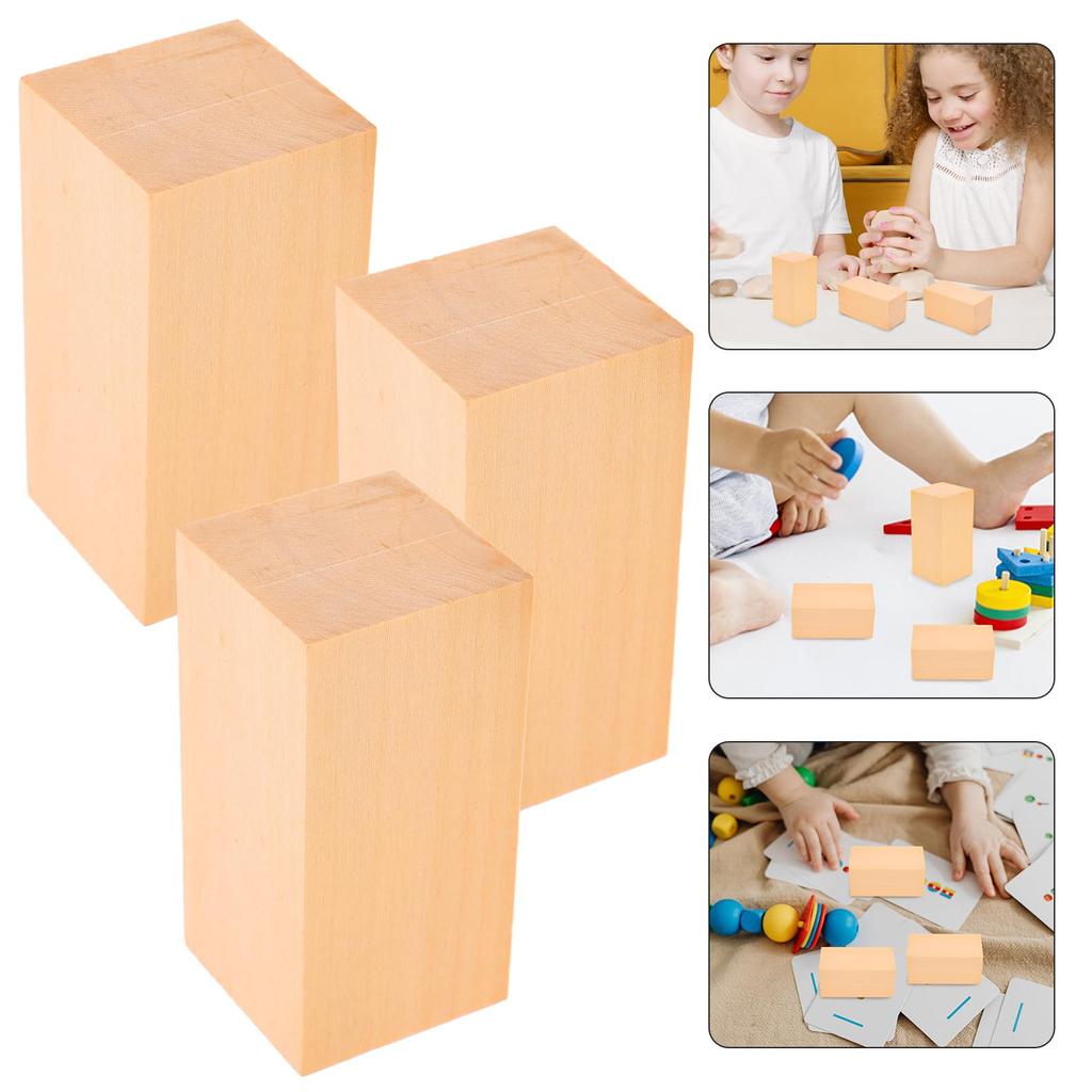 Artibetter Carving Wood Basswood Carving Wood Carving Square Timber Wood Carving Block Set of 3 Wood Premium Wood Crafts Carving Woodworking Printing