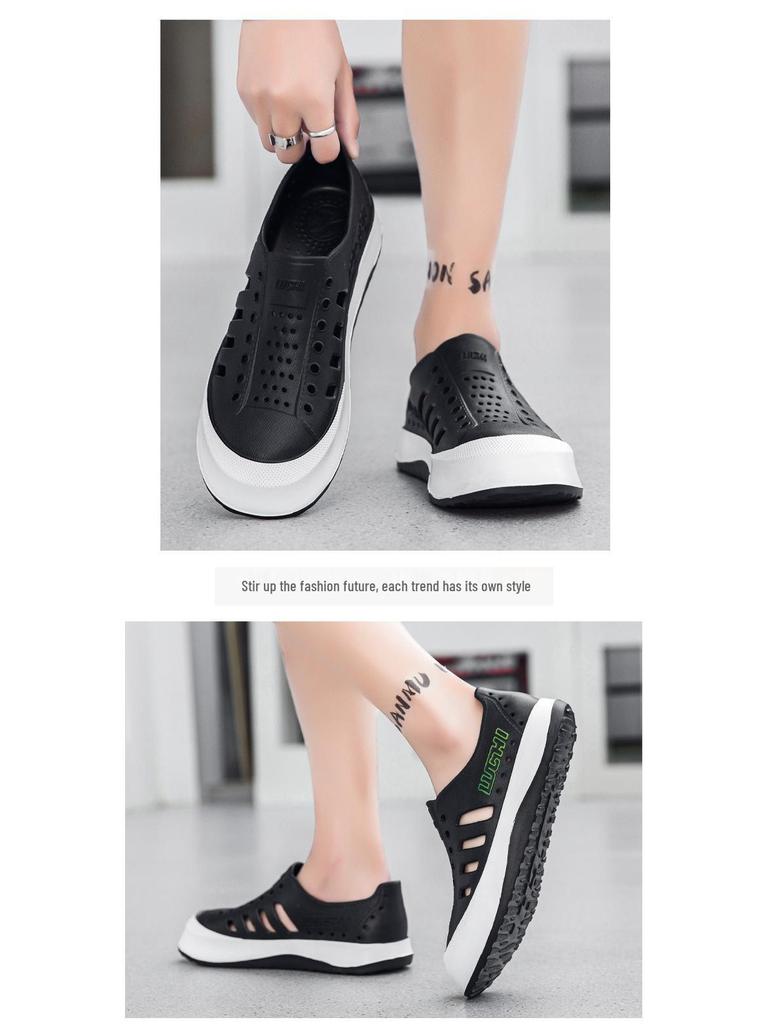 Men's Summer Casual Breathable Non-slip Beach Sandals: Soft Sole, Hollow Design, Ideal for Outdoor Activities.