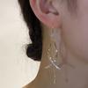 Fashionable and Atmospheric Cross Fish Tail Long Tassel Earrings with A New Temperament, High-end and Light Luxury Earrings and Earrings