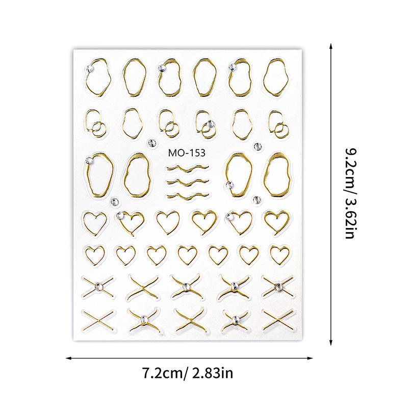 5D Relief Line Nail Stickers Bronzing  Diamond Line Adhesive Nail Art Stickers Decals Manicure