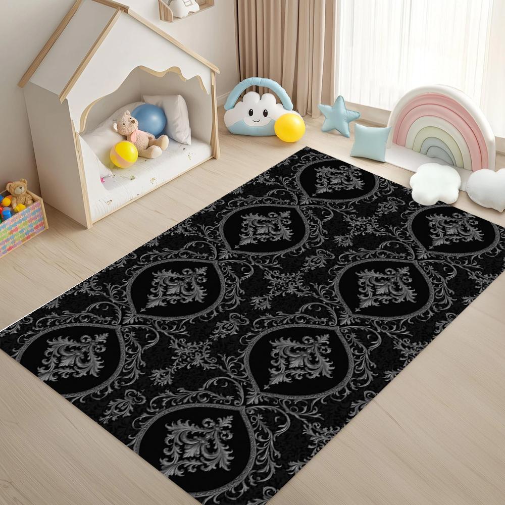 Vine Skeleton Printed Carpet Retro Ethnic Style Patterned Carpet Anti Slip Entrance Door Mat Living Room Bedroom Decoration Rug