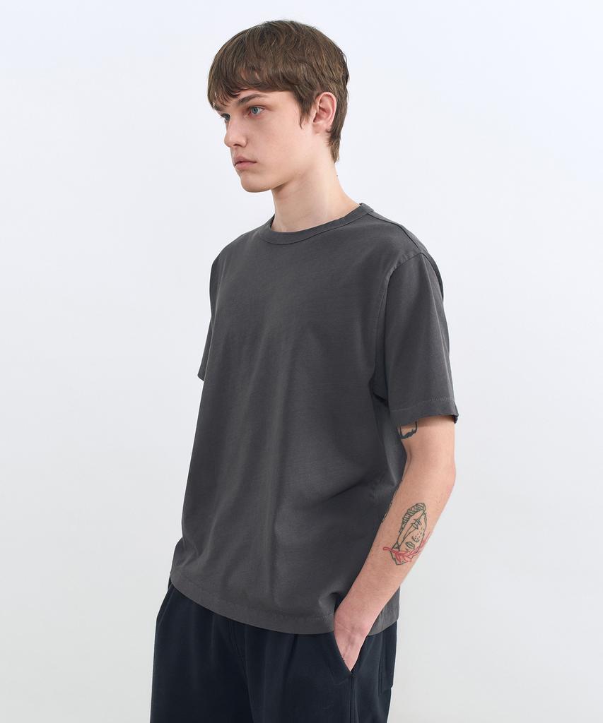 INSILENCE Garment-Dyed Boxy Fit T-Shirt Charcoal