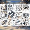PET Hollow Out Drawing Painting Stencils for DIY Scrapbook Photo Album Animals 150x150mm 12pcs/set