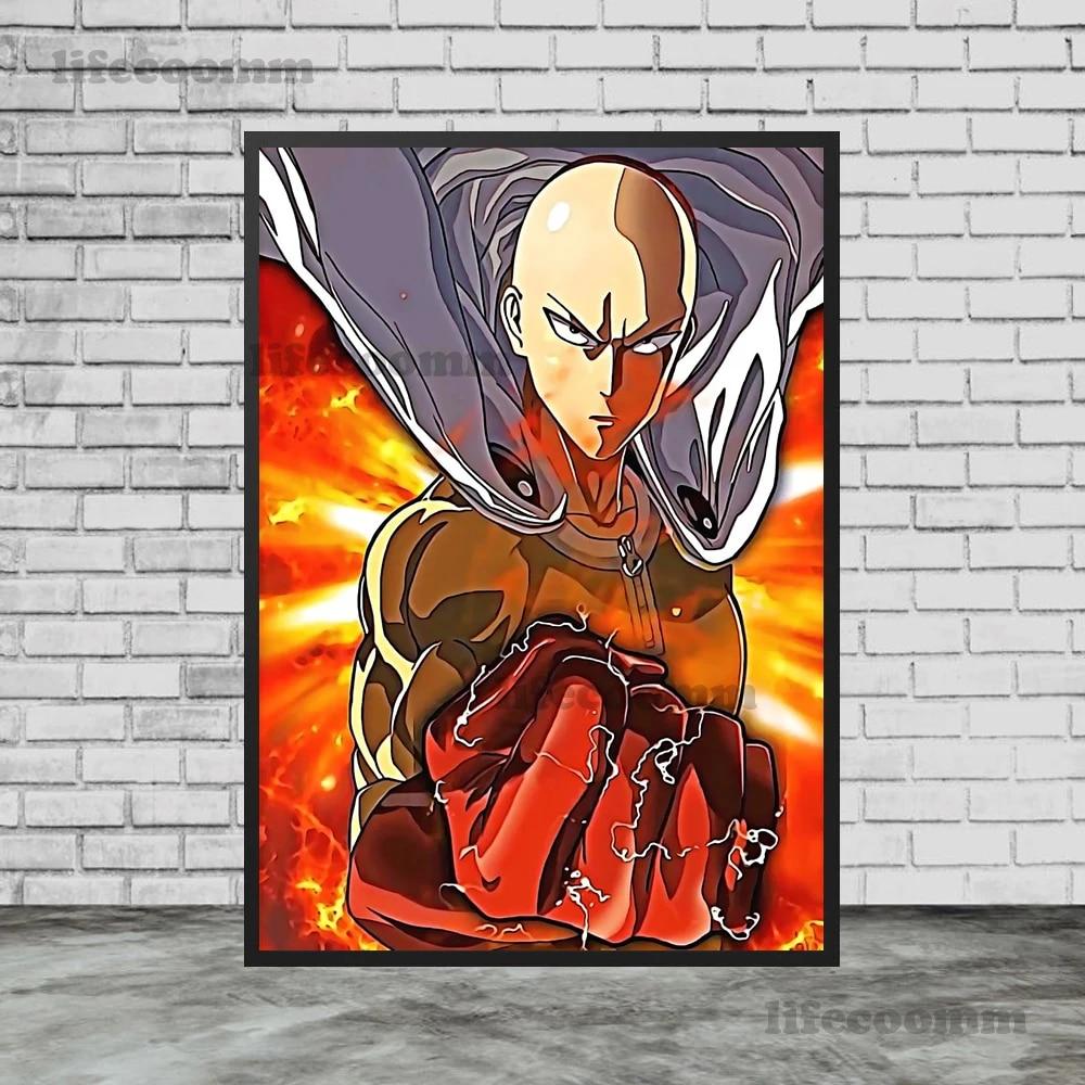One Punch Man Janos, Saitama Hot Blooded Animație Poster și imprimare Decor Artă de perete Pânză Pictură pentru camera de zi Imprimare artistică fără cadru