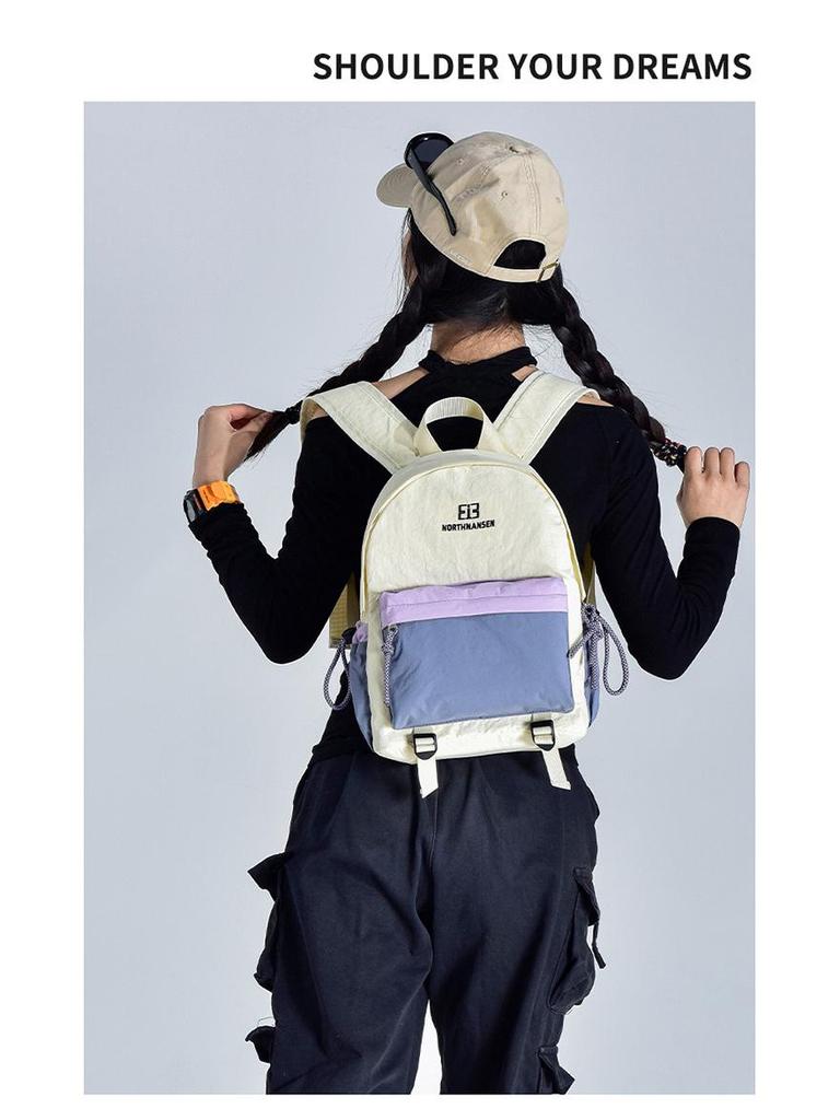 Korean Style Color Block Lightweight Large Capacity Casual Backpack for Outdoor Travel and Hiking