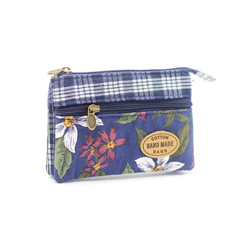 Nine-Color Multi-Layer Cotton Flower Coin Purse - Women's Fashionable 4-Layer Bag