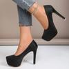 Round Toe Solid Color Pumps Super High Heel Thin Heels 2024 High Quality Women's Shoes Slip-on Spring/Autumn Platform Pumps