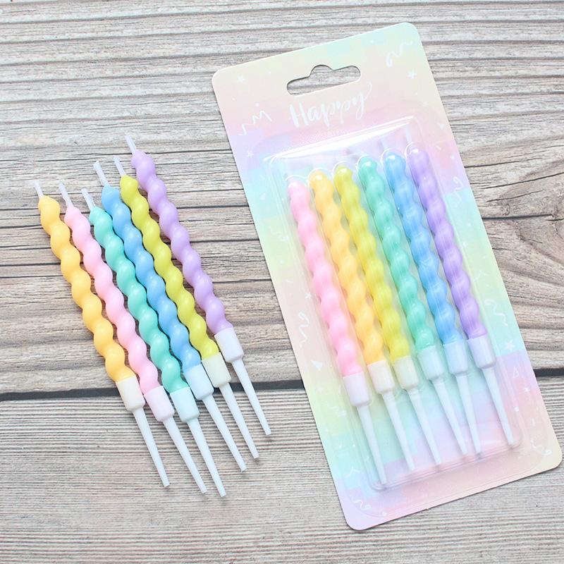 Sucking Kamacaron Color Thread Birthday Candles Romantic Baking Creative Party Colorful Graceful Spiral Candles