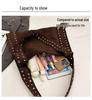 Women's Deerskin Tote with Metal Rivets - Spring/Summer 2025 Casual Shoulder Bag