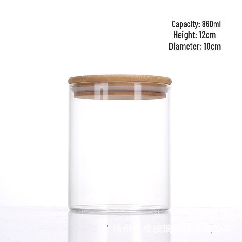 Borosilicate Glass Storage Jar with Bamboo Lid - Ideal for Grains, Seasonings, Candy, or Tea.