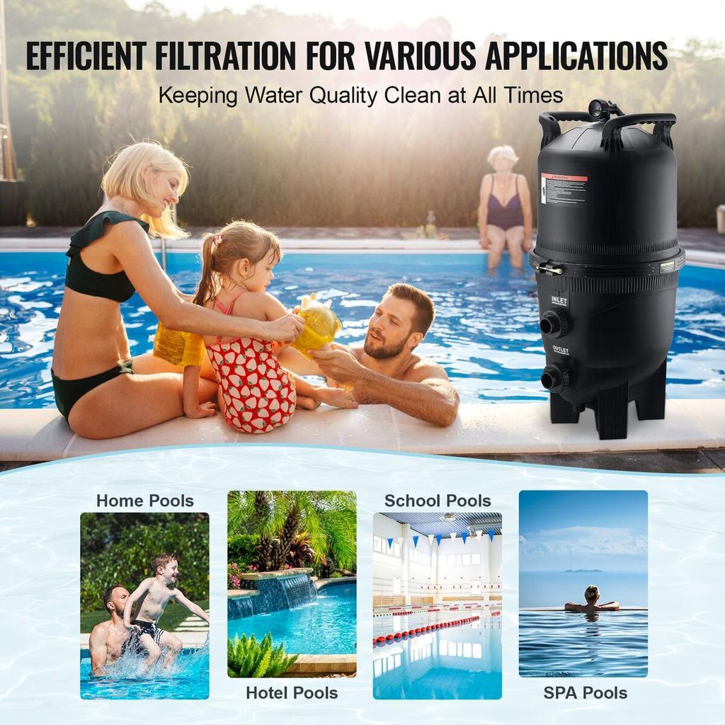 Cartridge Pool Filter, 49 Sq.m Filter Area Inground Pool Filter, Above Ground Swimming Pool Filtration Filter System with Upgrade Filter &Leak-proof,