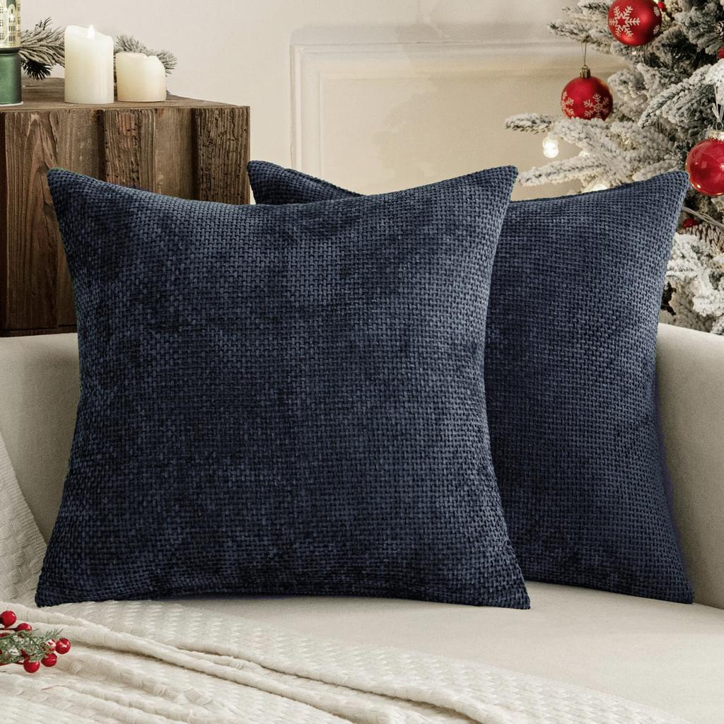 Solid Color Chenille Pillowcases 2pcs Set, Available in Multiple Colors, Suitable for Sofas, Bedding, Offices, Window Sills