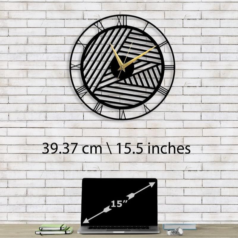 Metal Wall Clock for Living Room & Home Decor/Large Size Clock & Wall Ornament/Metal Outdoor Wall Clock for Bedroom, Office -Black