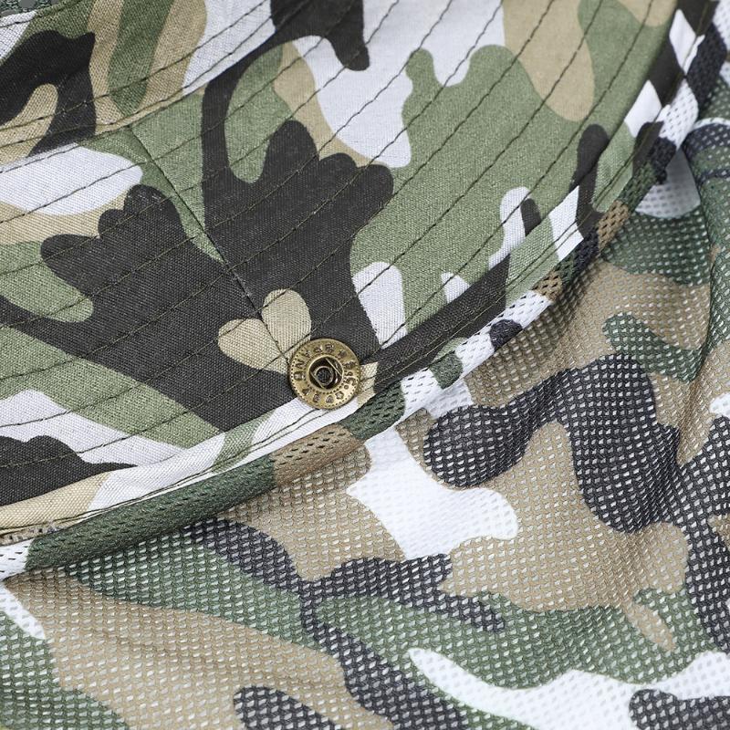 Outdoor Fishing Hat Wide Brim Man Breathable Mesh Fishing Cap Beach Hats Camouflage Sun Uv Protection Shade Hat