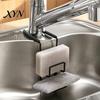 Adjustable Faucet Rack Kitchen Sink Sponge Holder, Double Layer Iron Organizer, Rustproof Utility Hollow Design Storage for Dish Soap And Cleaning