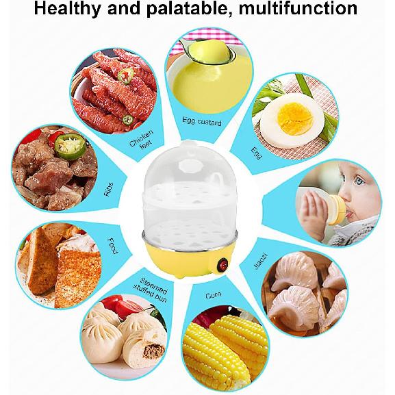 Rapid Electric Egg Cooker - Steamer for Hard Boiled, Poached, Scrambled Eggs & Omelets (2 Layers Yellow)