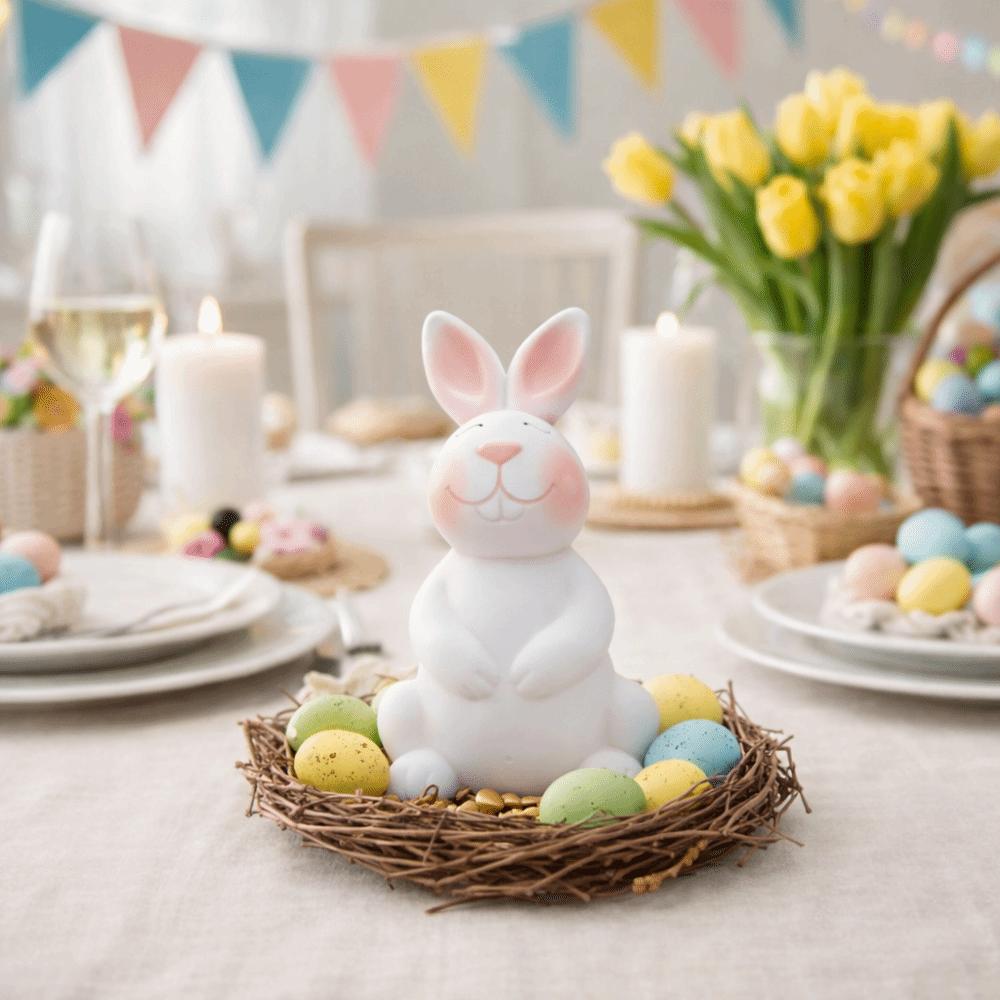 Cartoon Easter Bunny Ornament Plastic Rabbit Figurine Rabbit Statue  Easter Celebration