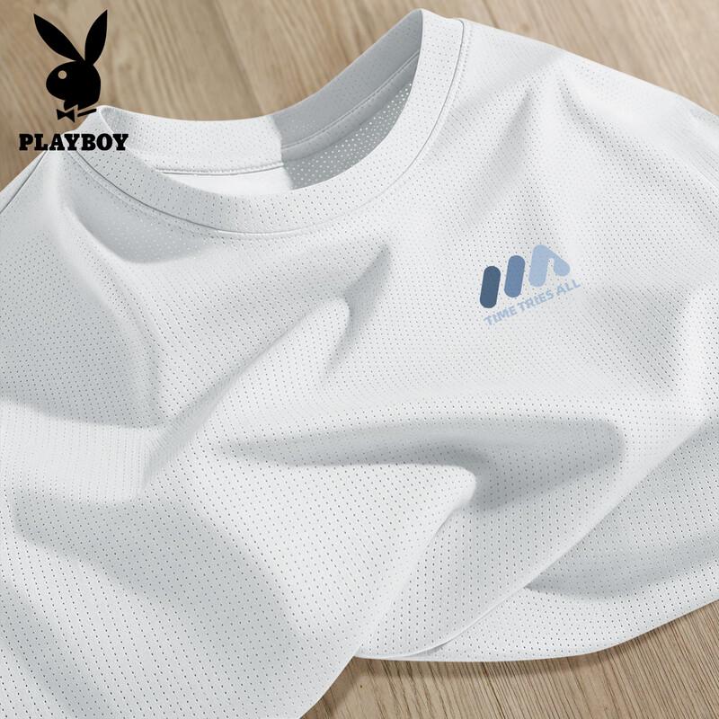 PLAYBOY Men's Ice Silk Breathable Quick-Dry Short Sleeve T-Shirt