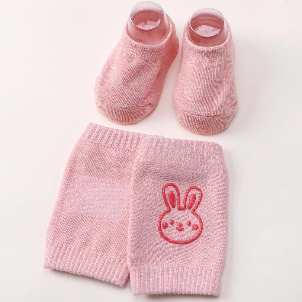 Set Genunchiere pentru Bebeluși Șosete Fete Băieți Vară Culoare Solidă Șosete Antiderapante Protector pentru Genunchi Picior Copil Târâre Siguranță Șosetă de Podea Bebe