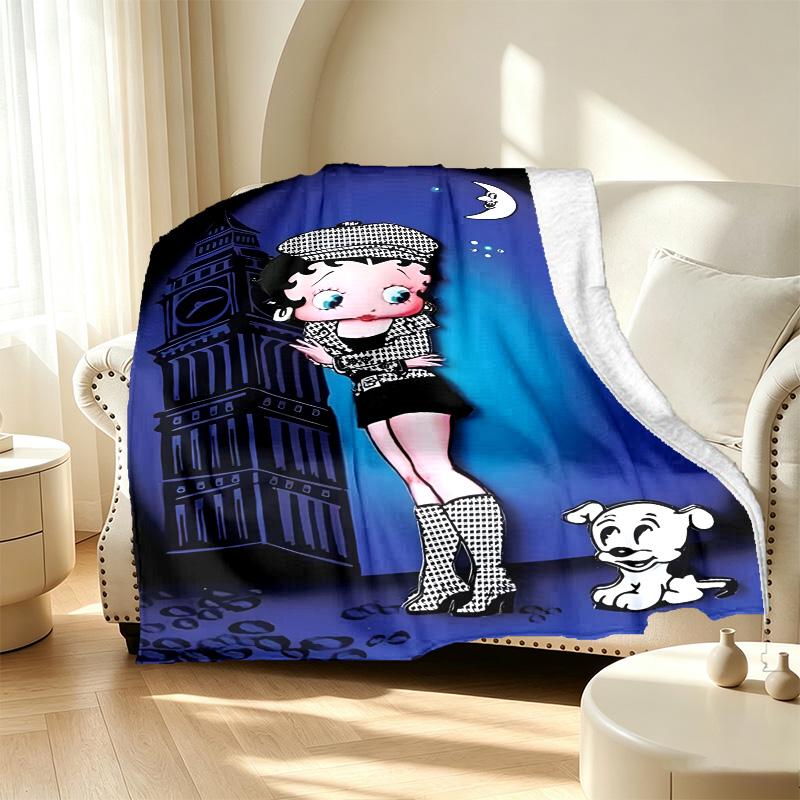 Betty Boop Pattern Blanket for Home Decoration, Bed, Sofa, Car Travel, Camping, Suitable for All Seasons, Birthday Christmas Gift