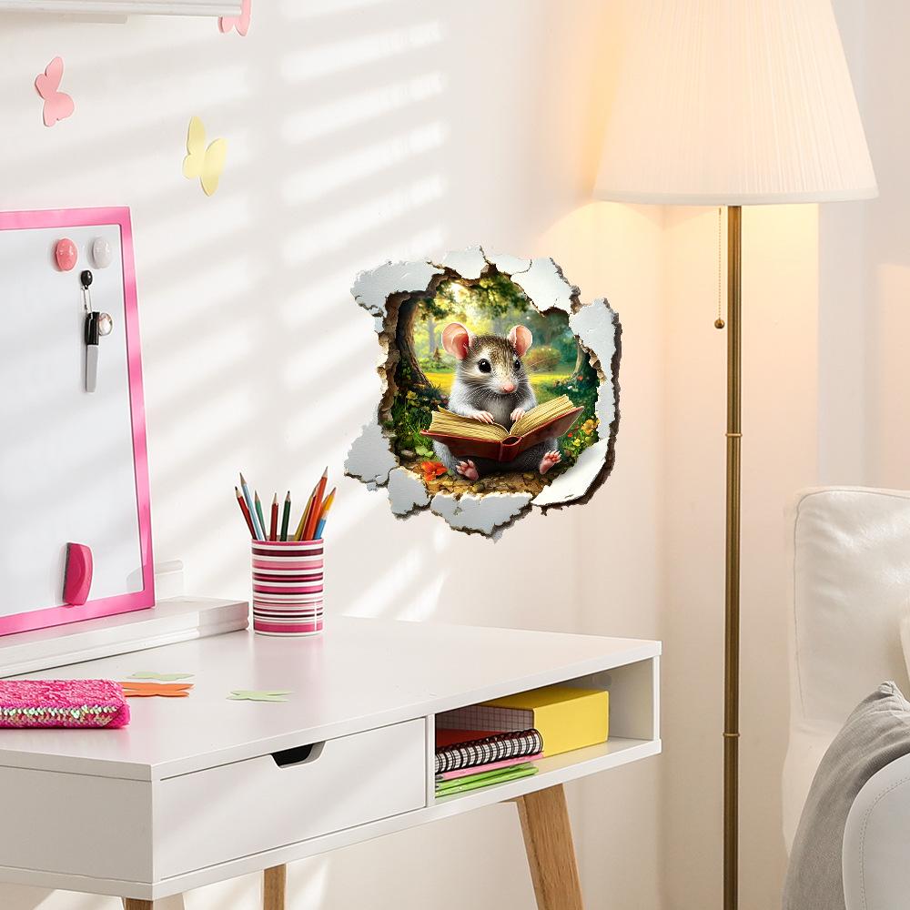 Peek-a-Boo Mouse Door & Wall Sticker for Bedroom Living Room Study Creative Home Decor Removable Self-Adhesive Decal