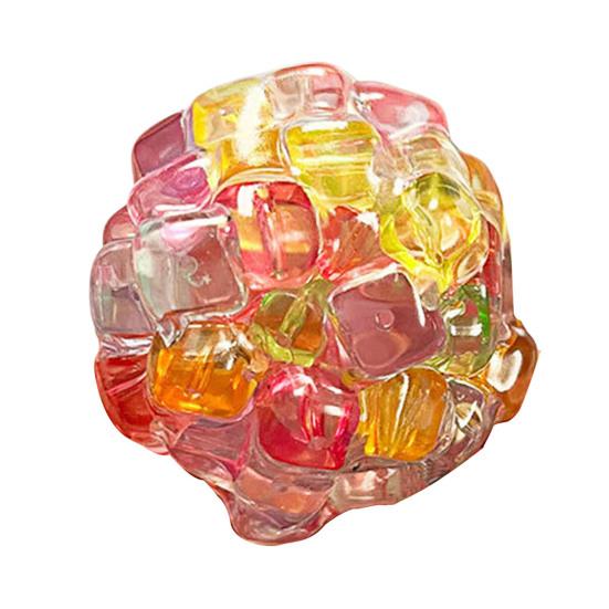 Colorful Bead Stress Ball Toy Anxiety Relief Squeeze Ball Sensory Toy Kids Teens Adults Portable Soft TPR Ball Pinch Fidget Toy