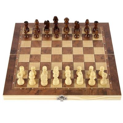 3'ü 1 arada Satranç Oyun Tahtası Katlanabilir Saklama Ahşap Satranç ve Dama Oyun Seti Seyahat Satranç Setleri Satranç Tahtası Oyunu için
