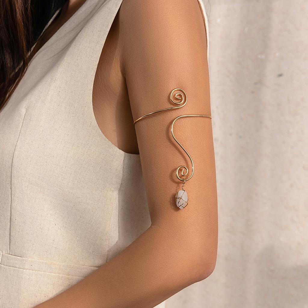 Retro Ethnic Wind Winding Thread Gravel Open Arm Bracelet Arm Chain Personality Hip Hop Snake Bracelet