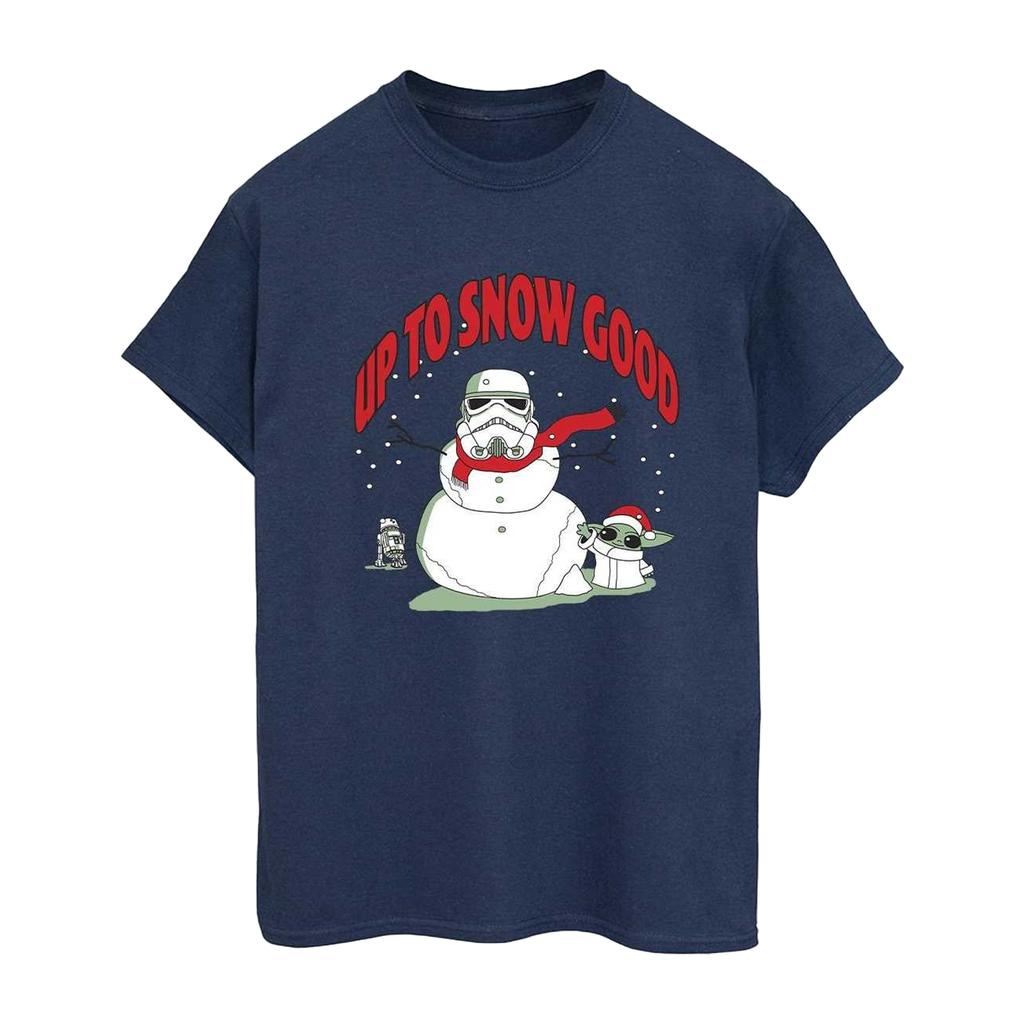 Star Wars The Mandalorian Womens/Ladies Up To Snow Good Boyfriend T-Shirt