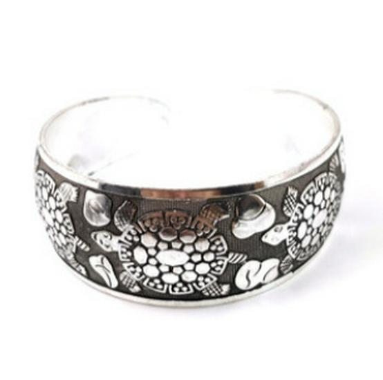 European & American Antique Tibetan Silver Carved Open Miao Bracelet - Ethnic Wide Bangle Retro Jewelry