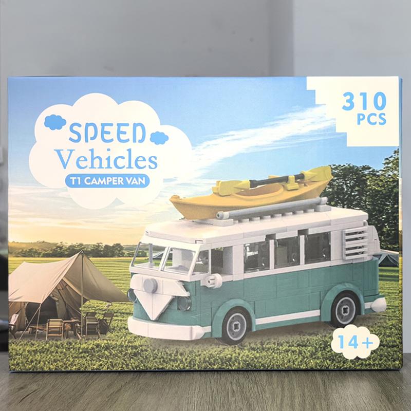 Bricklink MOC 10220 Speed Technical Car VW T1 Camper Van City Camp Truck Creative Sets With Box Building Blocks Kid Toys Gift