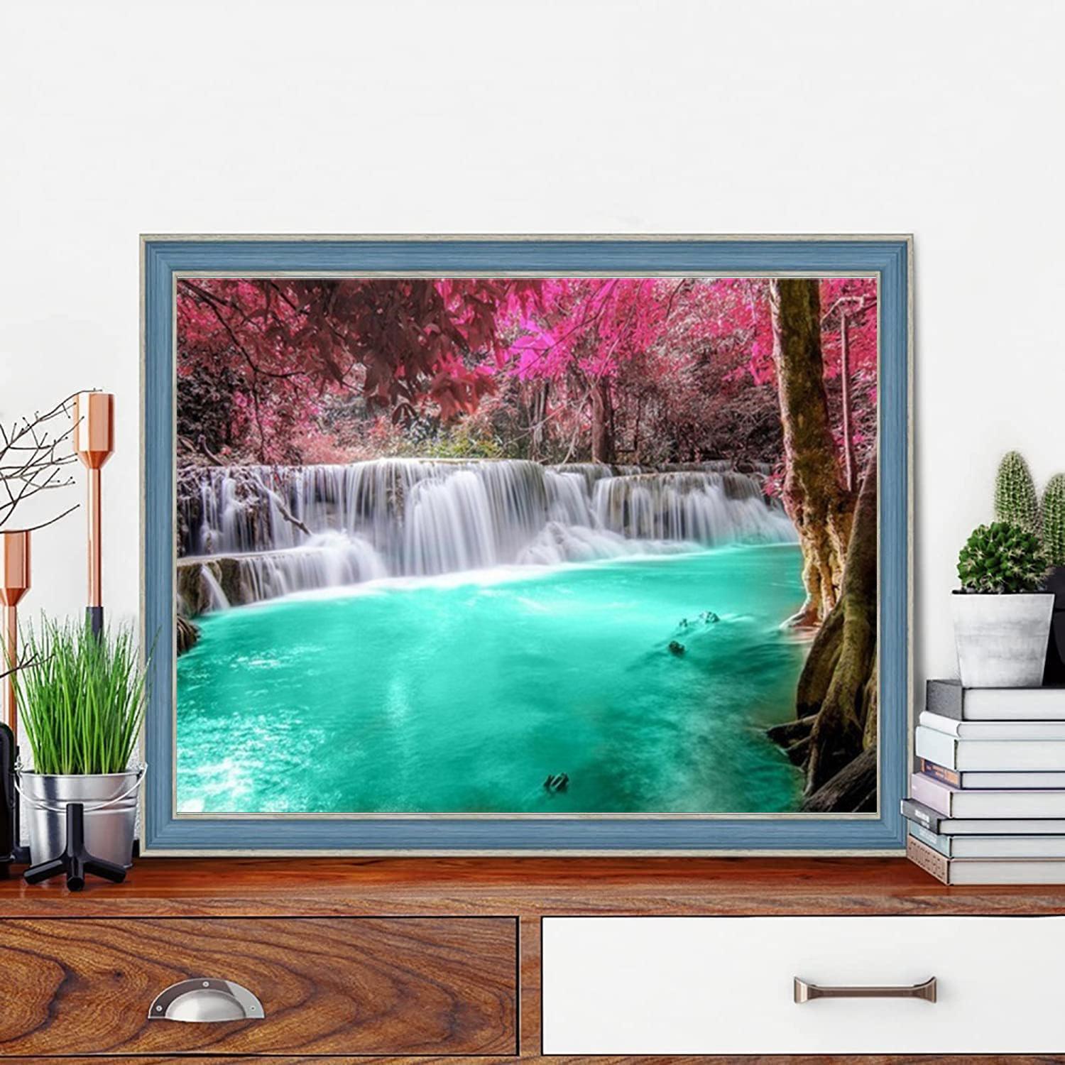 

5D DIY Алмазная картина Зеленая вода Набор для вышивки крестом Мозаика Алмазная вышивка Роза Полный круглый квадратный дрель Украшение дома Round 40x50cm