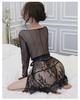 Babydoll Nightgown Sexy Popular Slip Mesh Lace Lingerie Summer [Pure Seek] Women's See-Through (Black)