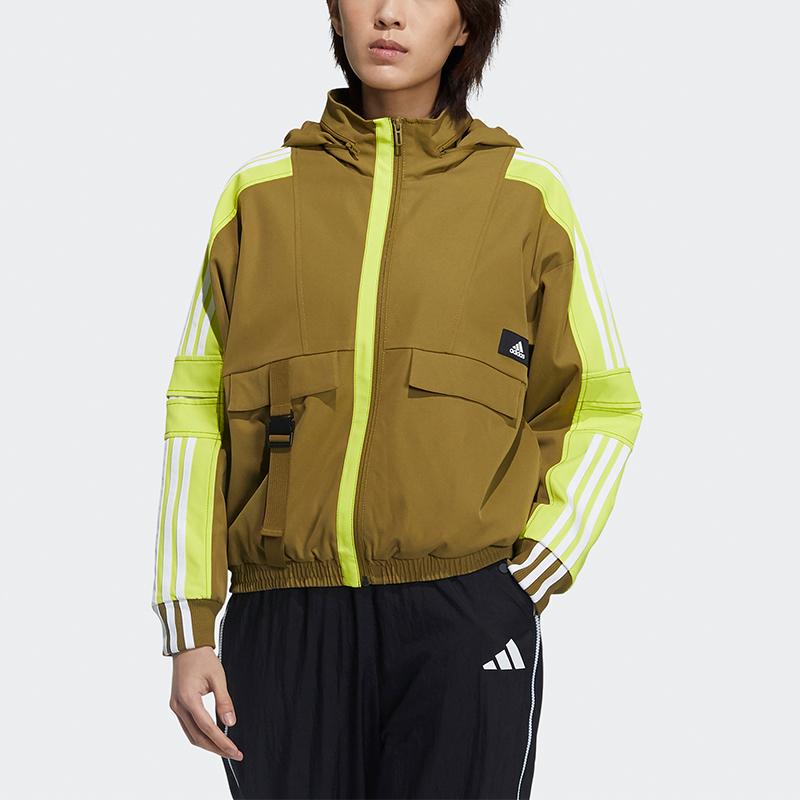 adidas Originals Women Str Jkt Warm Training Fleece Lined Hooded Jacket Yellow GP0623
