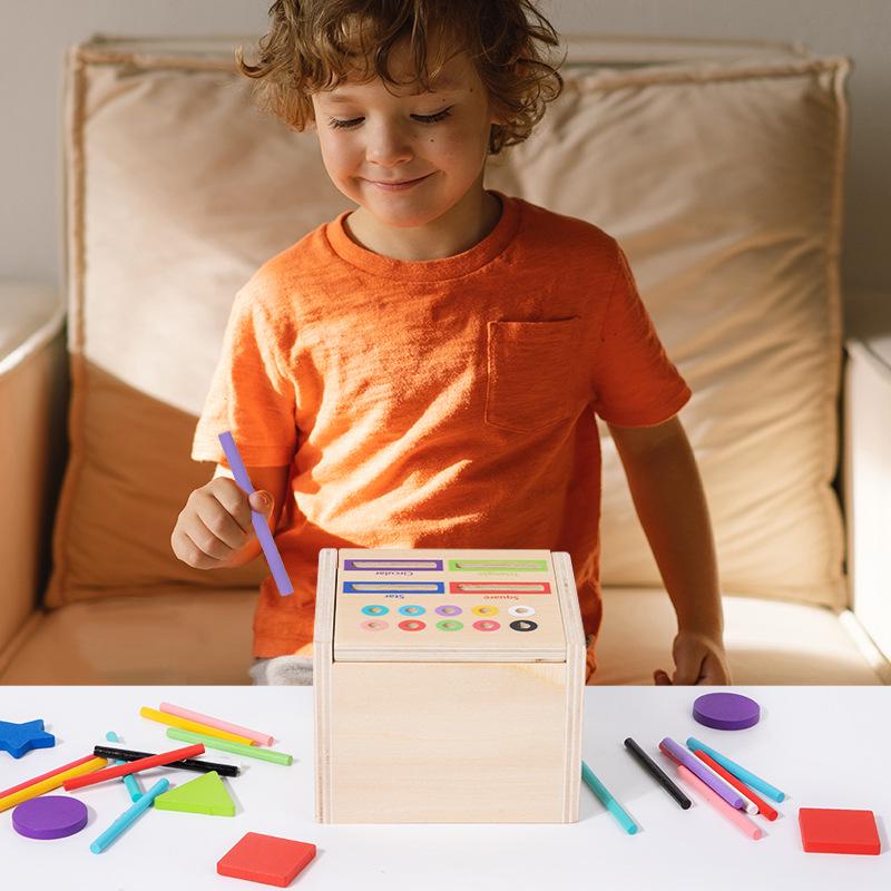 Montessori Wooden Educational Toy: Shape & Color Matching Coin Box for Early Learning