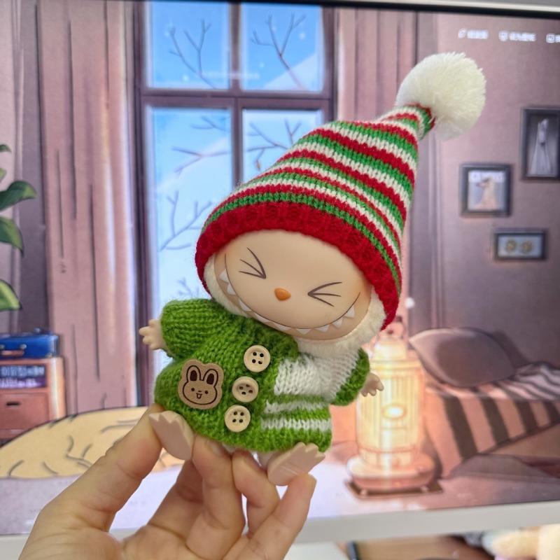 Only clothes for 15-17CM LABUBU v1v2 doll clothes outfit striped series sweater autumn and winter clothes for manual ear-drooping rabbit