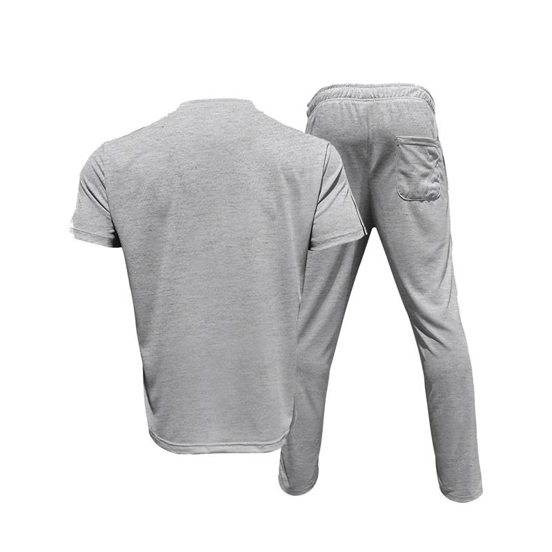 Men's 2-Piece Tracksuit Side Stripe Short Sleeve T-Shirt Jogger Pants Casual Sports Set