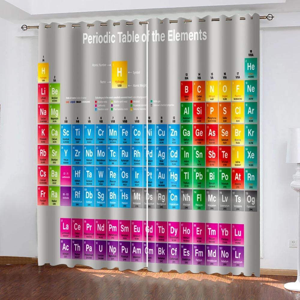 Periodic Table of Elements Colorful Window Curtains In Kids Bedroom Living Room Hall Treatments Kitchen Decoration Drapes Blinds