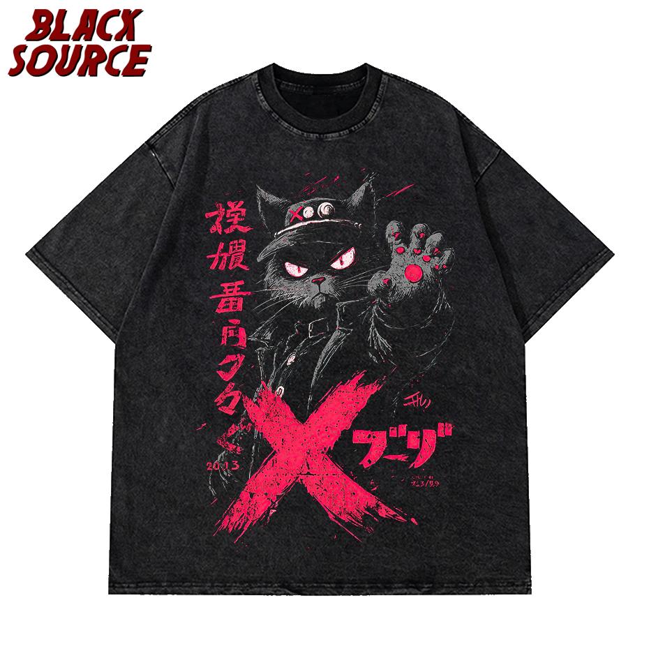 

T-shirt vintage Hip Hop Streetwear Harajuku Anime giapponese T-shirt con stampa T-shirt in cotone a maniche corte S