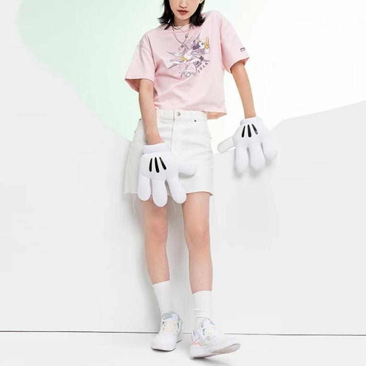 Li Ning x Disney Cartoon Print Loose Crew Neck Short Sleeve T-Shirt Women Tops Pink AHSR208-2