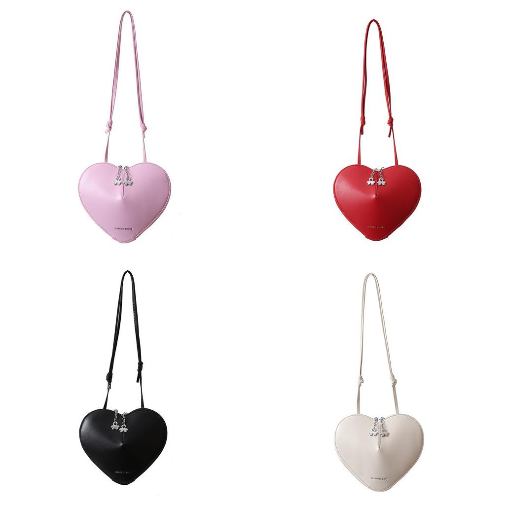 Borsa a Spalla a Forma di Cuore in PU per Ragazze con Chiusura a Zip e Tasca per Cellulare