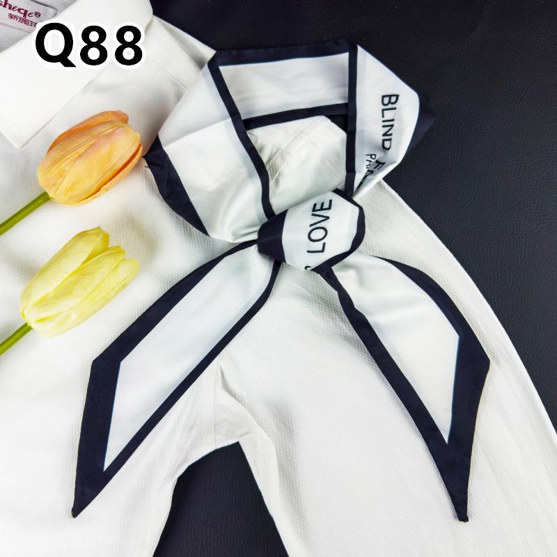 New Long Versatile Silk Scarf Tied Hair Band Bow Letter Floral Streamer Tied Bag Gift Small Silk Scarf