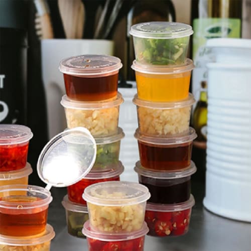 Avrpqiwy 200-Pack Disposable Portion Cups with Lids, 40ml Airtight Souffl? Cups, Plastic Shot Cups for Sauces